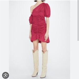 ISABEL MARANT ÉTOILE NWT Lecia Cotton Mini Dress Asymmetric Ruffle 38 6